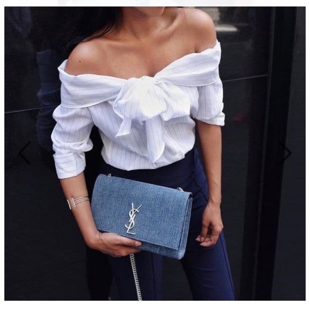 Storets off the shoulder top big bowknot blouse size S